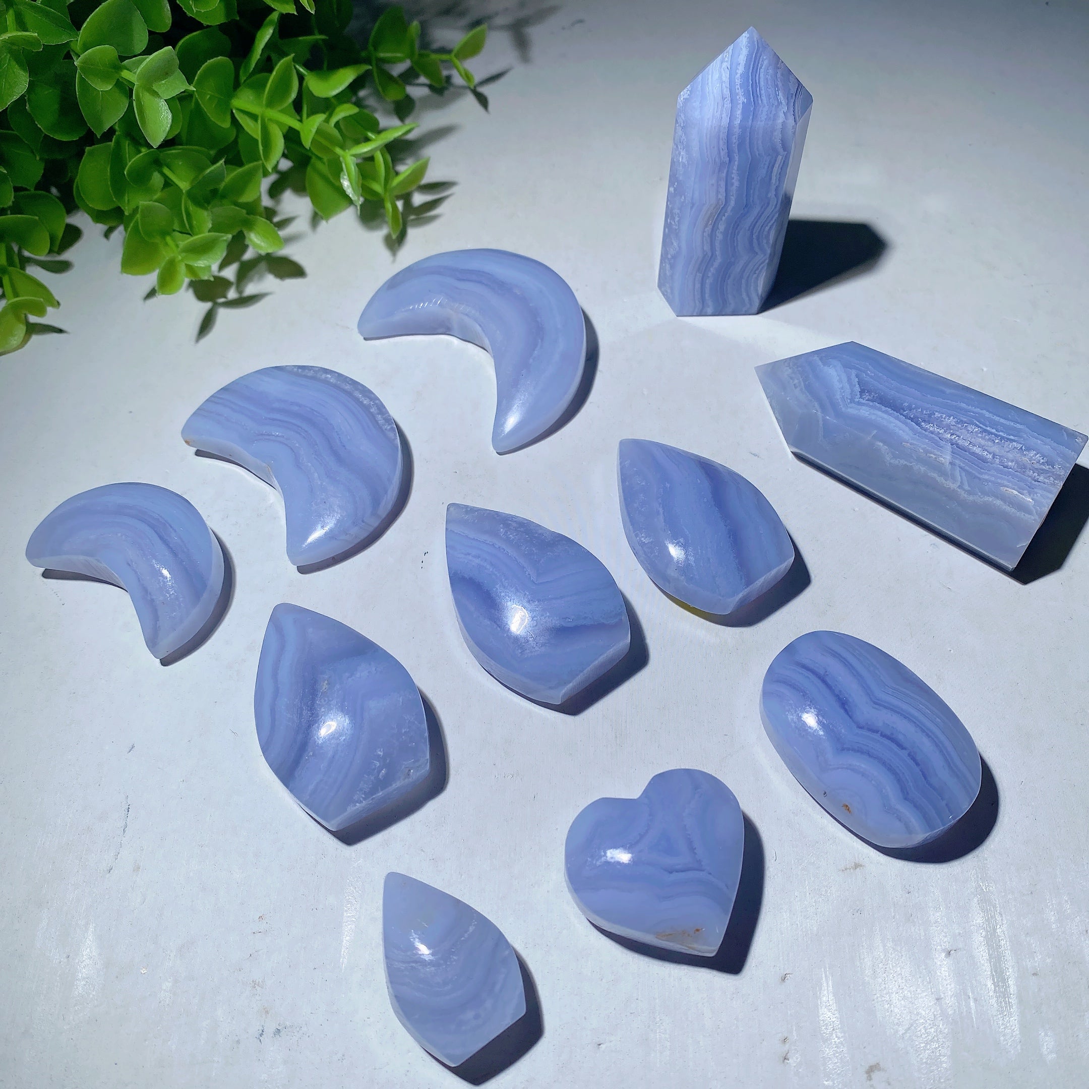 Blue Lace Agate Carvings Crystal Shapes 1.3-4.5 Inch