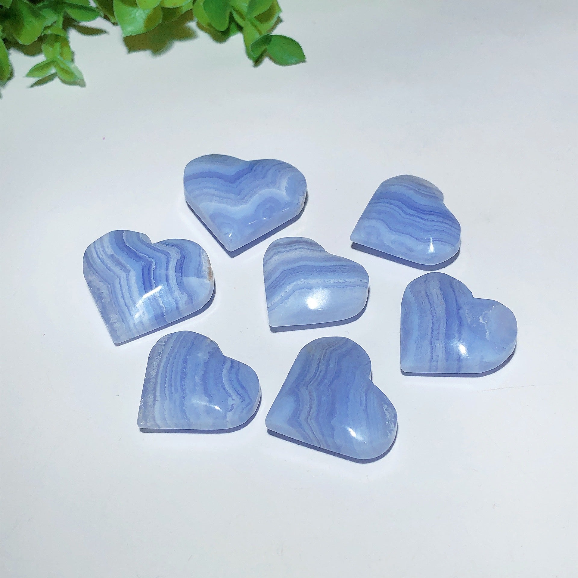 Blue Lace Agate Crystal Heart 1.0-1.3 Inch Healing Stone