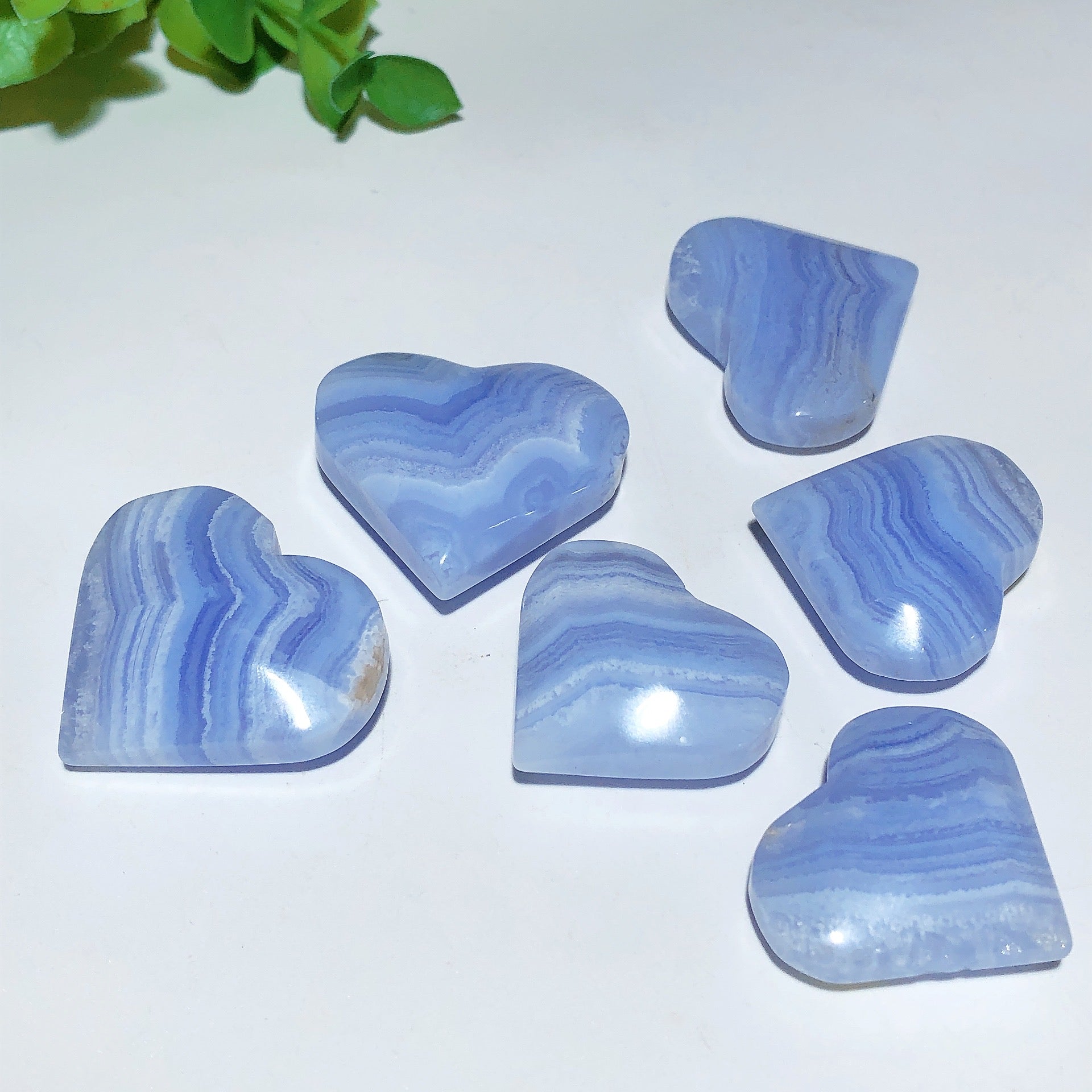 Blue Lace Agate Crystal Heart 1.0-1.3 Inch Healing Stone