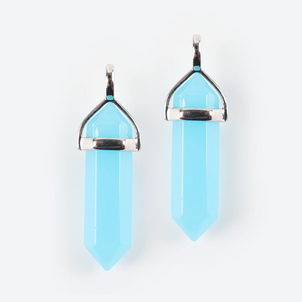 Blue Luminous Spiritual Pendant 1-1/2 inch Healing Crystal