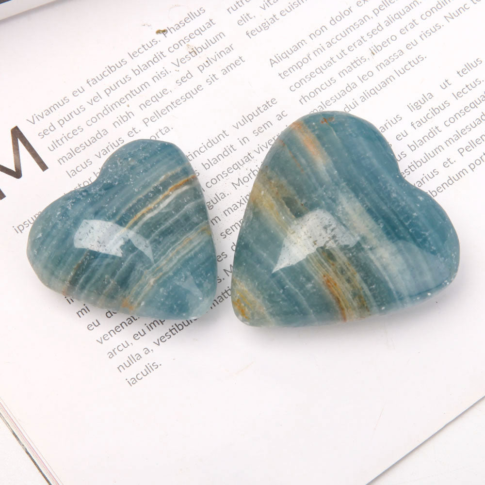 Blue Onyx Heart Shape Crystal Carving 2 Inch
