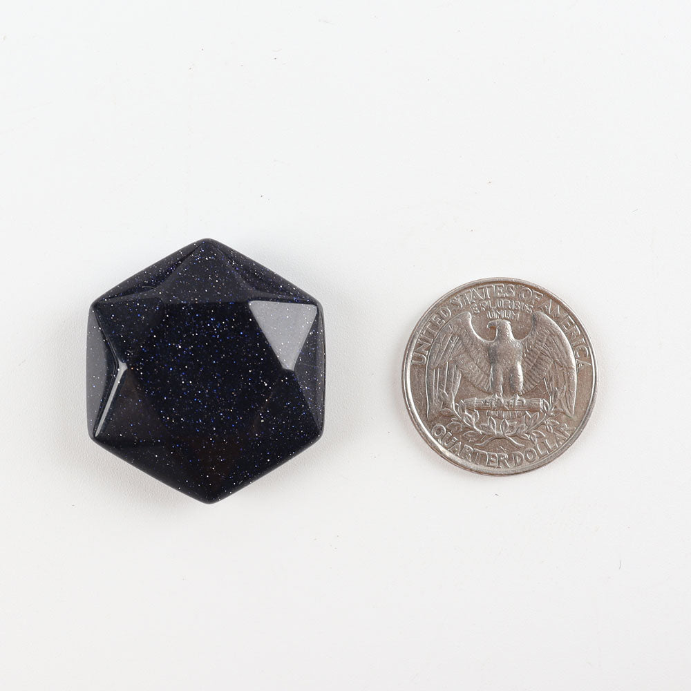 Blue Sand Stone Star Shape Palm Stone 1.18in Healing Crystal