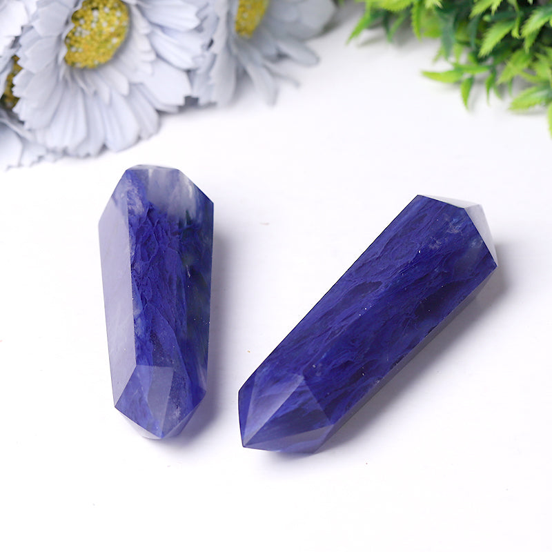 Blue Smelting Quartz Double Terminated Crystal Point 2.4-4.5 in