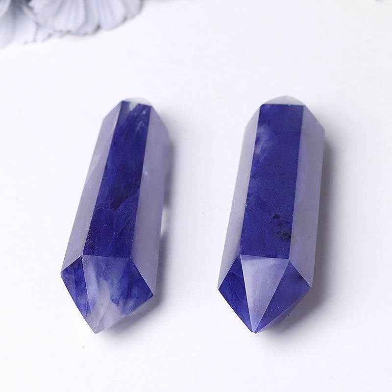 Blue Smelting Quartz Double Terminated Crystal Point 2.4-4.5 in
