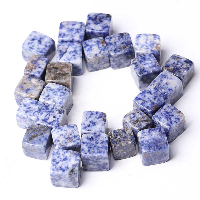 Blue Spots Crystal Cubes 0.95-inch Polished Stone Cubes