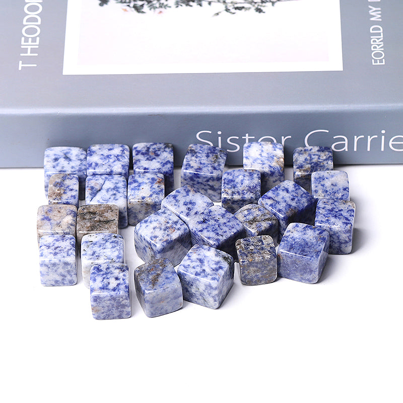 Blue Spots Crystal Cubes 0.95-inch Polished Stone Cubes