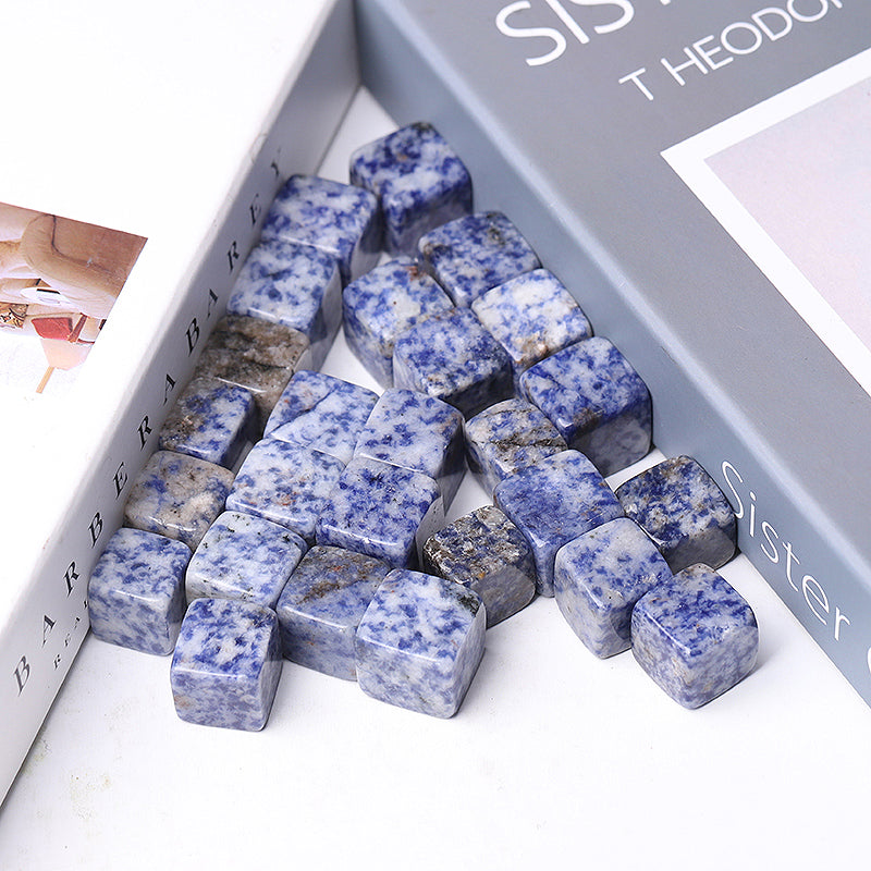 Blue Spots Crystal Cubes 0.95-inch Polished Stone Cubes