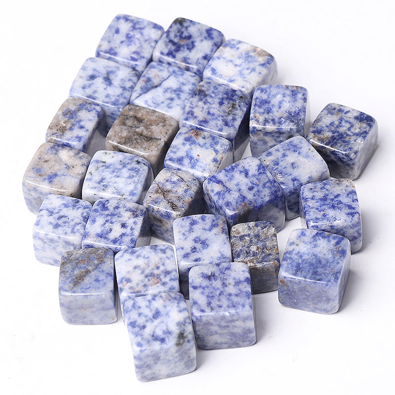 Blue Spots Crystal Cubes 0.95-inch Polished Stone Cubes