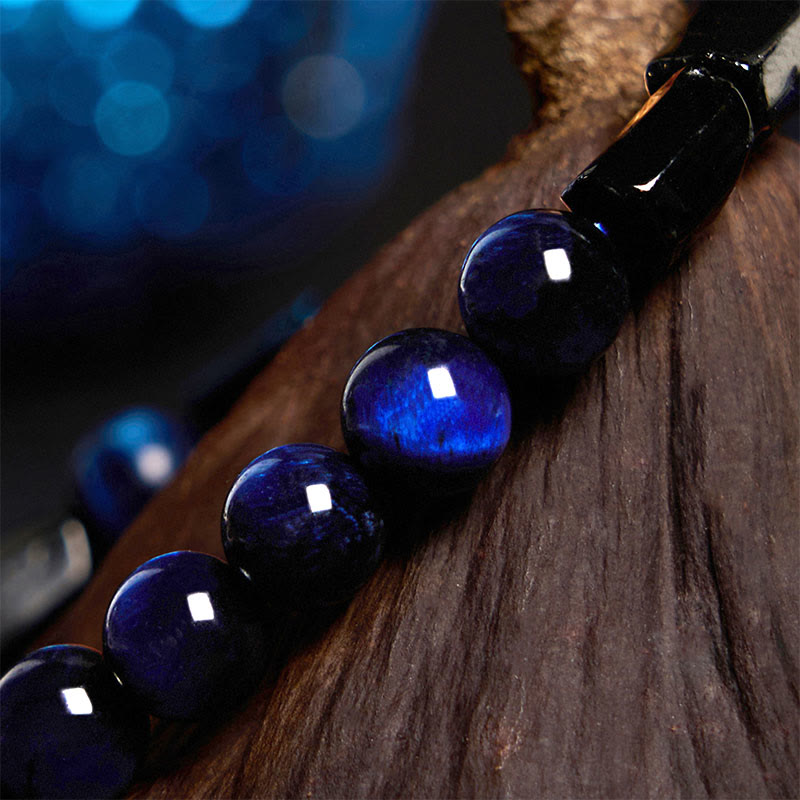 Blue Tiger Eye & Black Tourmaline Strength Bracelet - 8mm