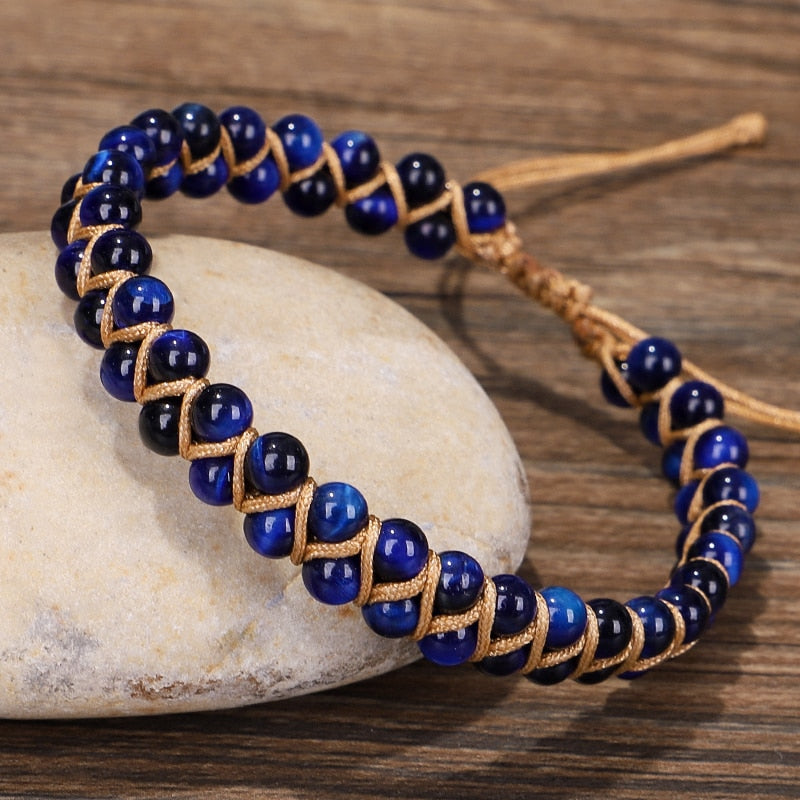 Blue Tiger Eye Bracelet for Luck and Insight
