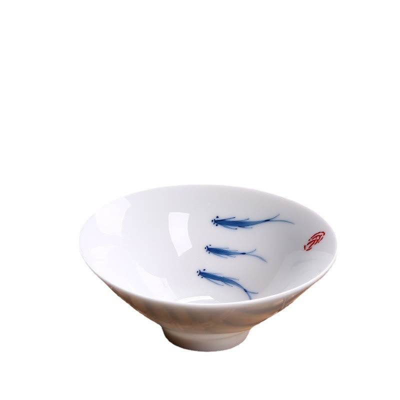 Blue and White Porcelain Koi Fish Ceramic Tea Cup 60ml