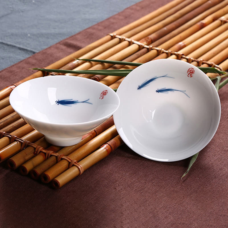 Blue and White Porcelain Koi Fish Ceramic Tea Cup 60ml