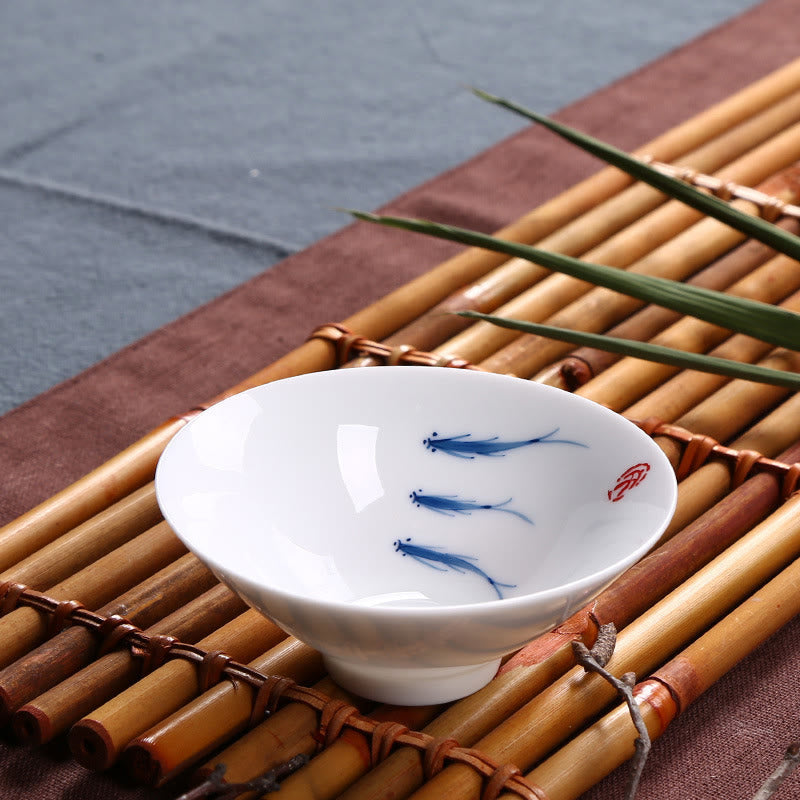 Blue and White Porcelain Koi Fish Ceramic Tea Cup 60ml