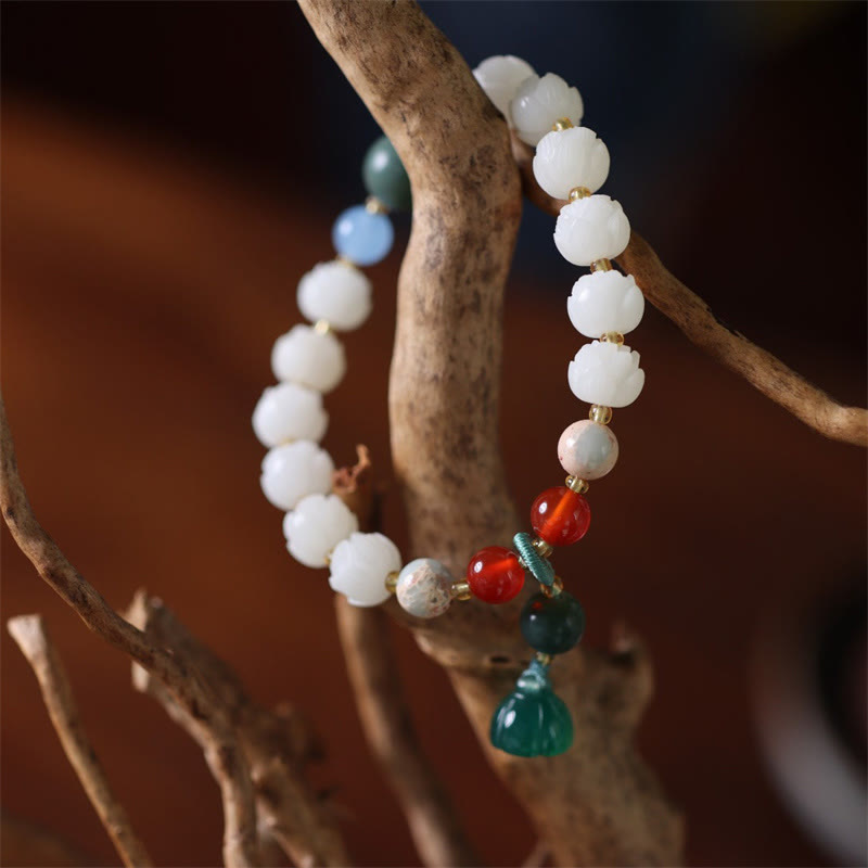 Bodhi Seed Lotus Bead Bracelet for Peace and Harmony