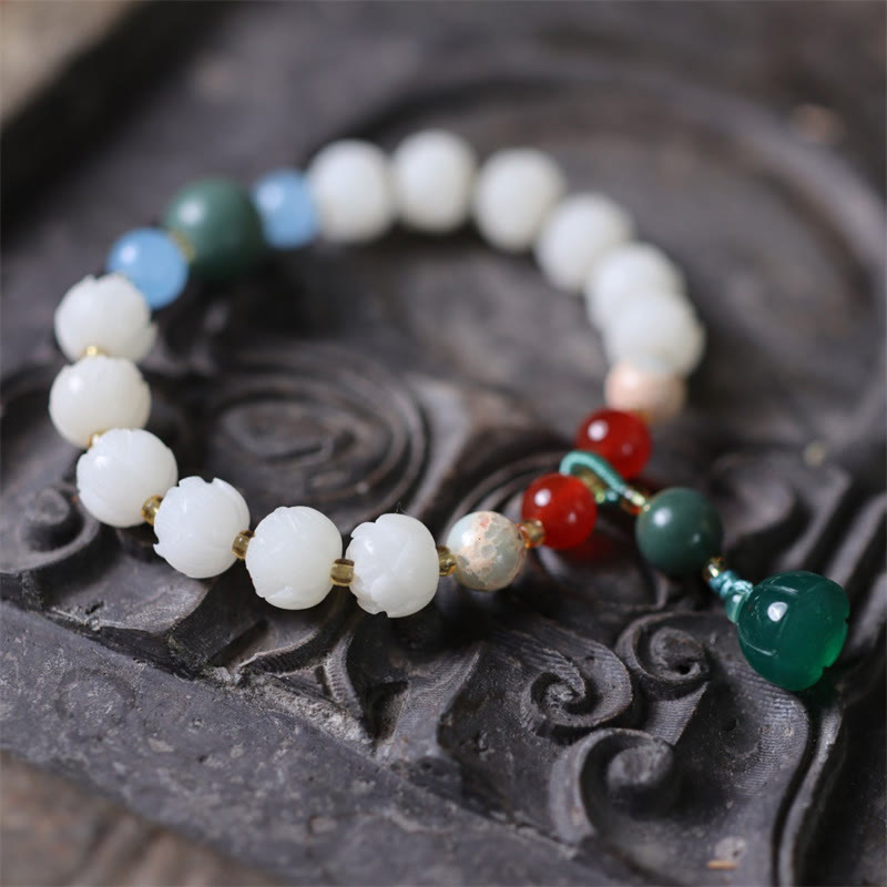 Bodhi Seed Lotus Bead Bracelet for Peace and Harmony