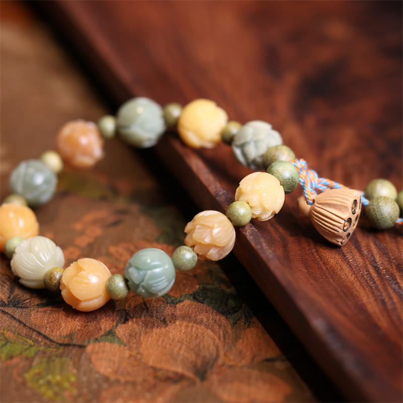 Bodhi Seed Lotus Green Sandalwood Wisdom Harmony Bracelet