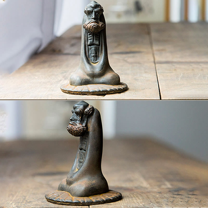 Bodhidharma 10cm Iron Powder Rust Resin Buddha Statue Decoration