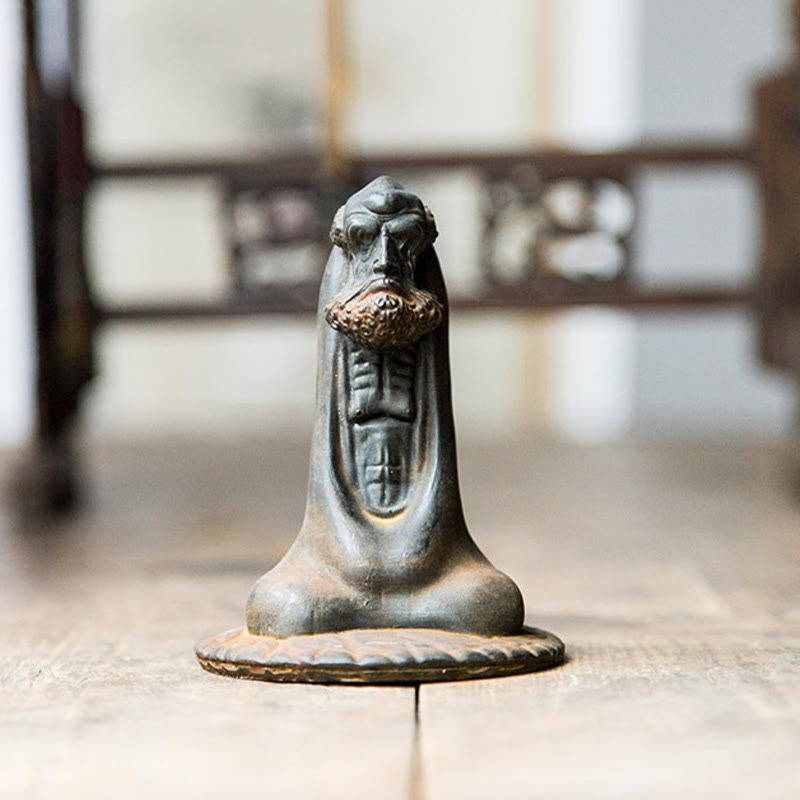 Bodhidharma 10cm Iron Powder Rust Resin Buddha Statue Decoration