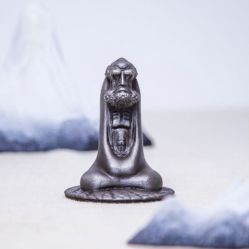 Bodhidharma 10cm Iron Powder Rust Resin Buddha Statue Decoration