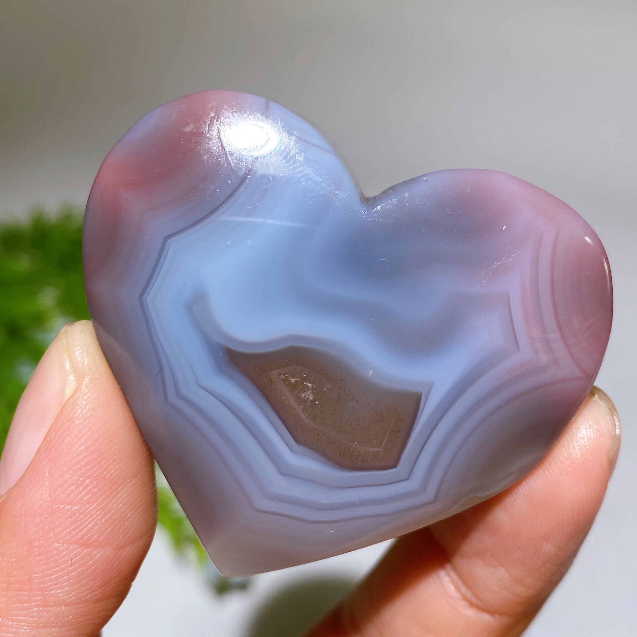 Botswana Agate Heart Crystal Palm Stone 1.6-2.5 Inch Healing