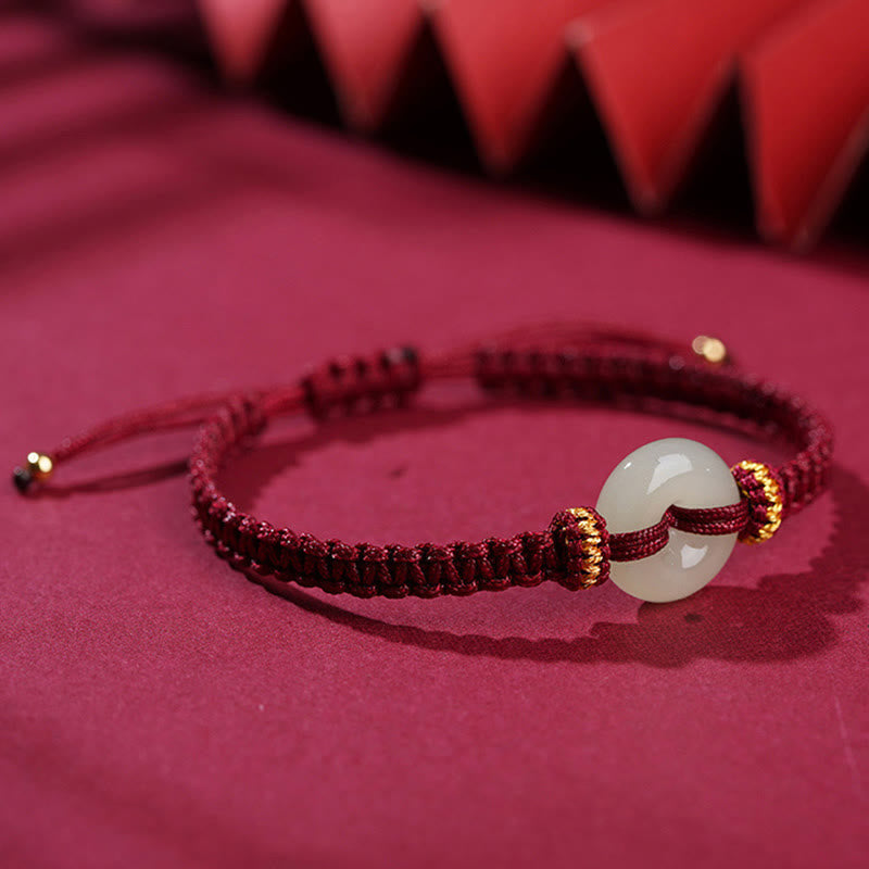Braided Jade Bracelet with Peace Buckle | Abundance & Harmony