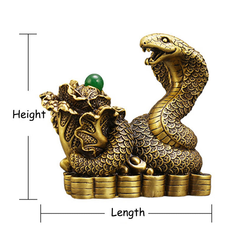 Brass Snake Figurine 19cm Animal Totem for Spiritual Blessings