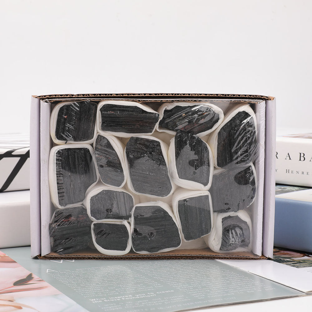 Brazil Acicular Black Tourmaline Raw Crystal Specimen Box