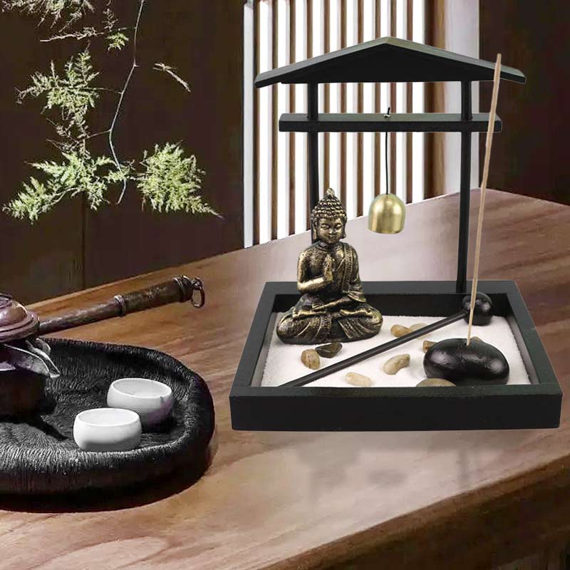 Buddha Statue Meditation Zen Garden Set 15cm