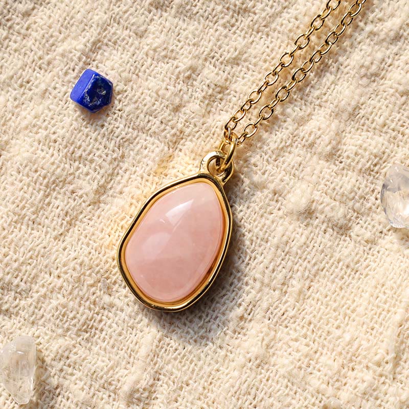 Natural Rose Quartz Necklace Pendant for Unconditional Love & Healing