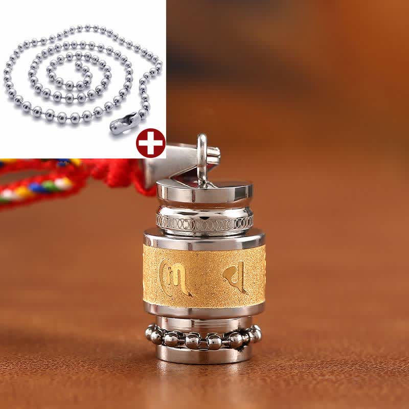 Om Mani Padme Hum Titanium Steel Wisdom Pendant 1.2cm