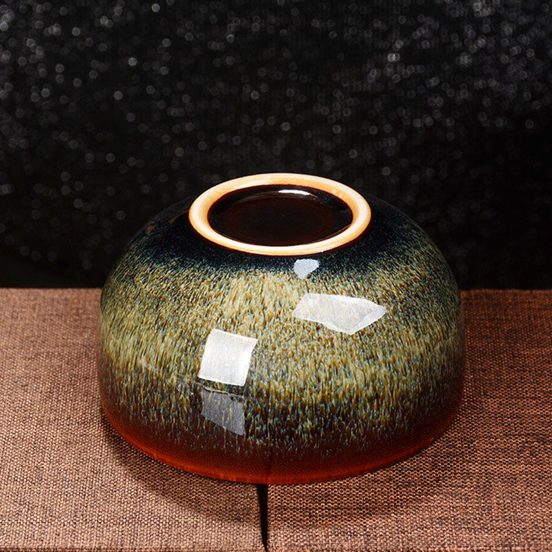 8cm Ceramic Jian Zhan Dragon Lotus Teacup | Zen Decor