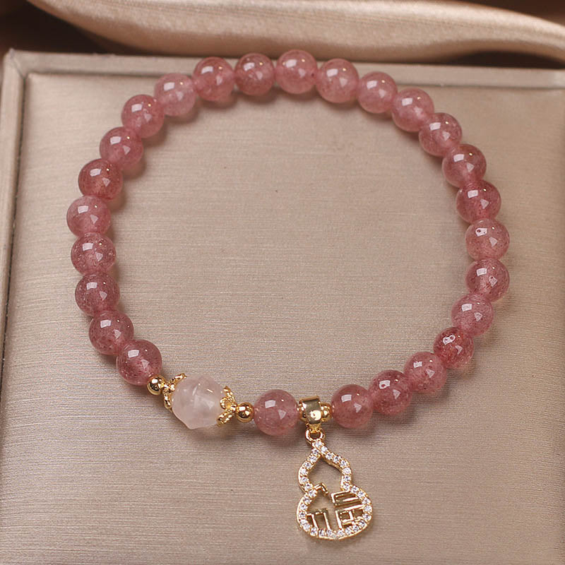 Strawberry Quartz Positive Energy Bracelet with Fu Charm