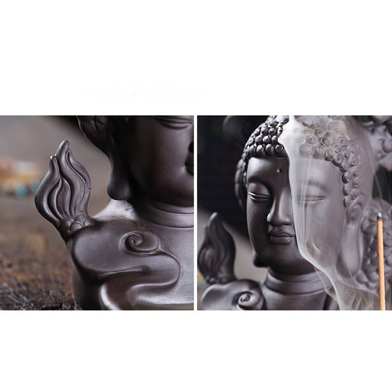 Purple Clay Buddha Dragon Incense Burner 10.5cm Meditation