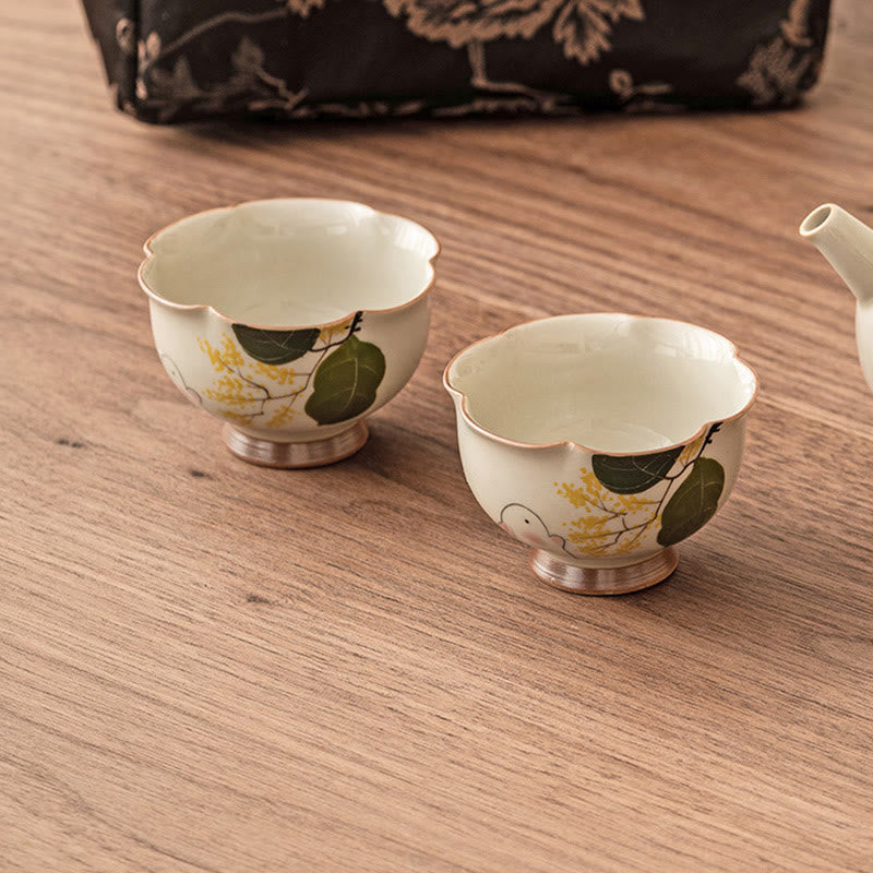40ml Osmanthus Rabbit Ceramic Teacup for Kung Fu Tea Ritual