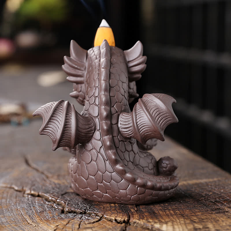 Purple Clay Dinosaur Incense Burner for Meditation & Rituals