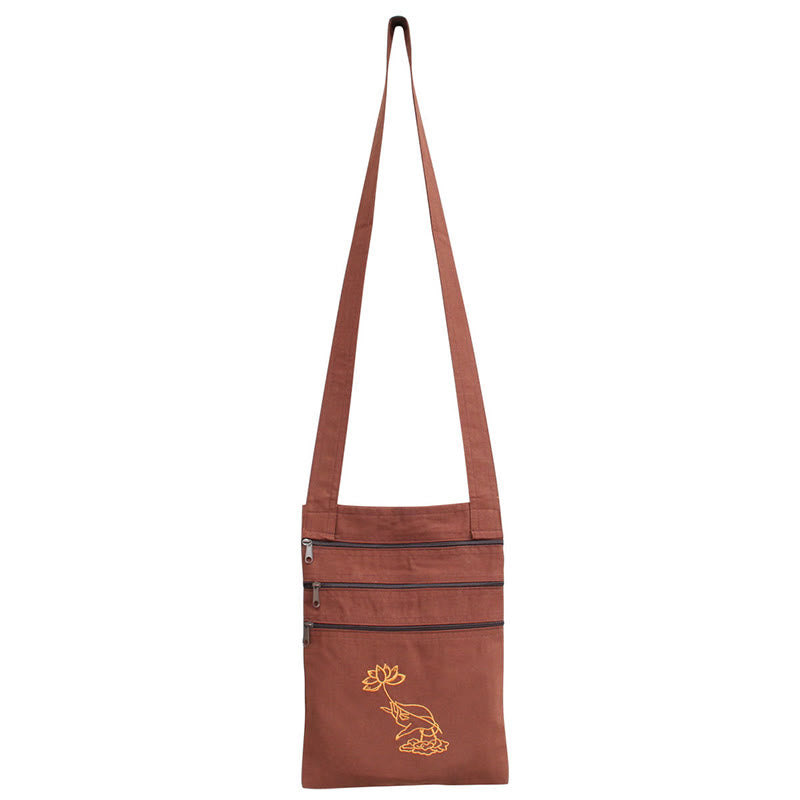 Cotton Lotus Embroidered Spiritual Practice Shoulder Bag