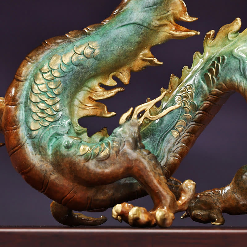 Brass Dragon Office Decoration | Feng Shui Luck Success 31cm