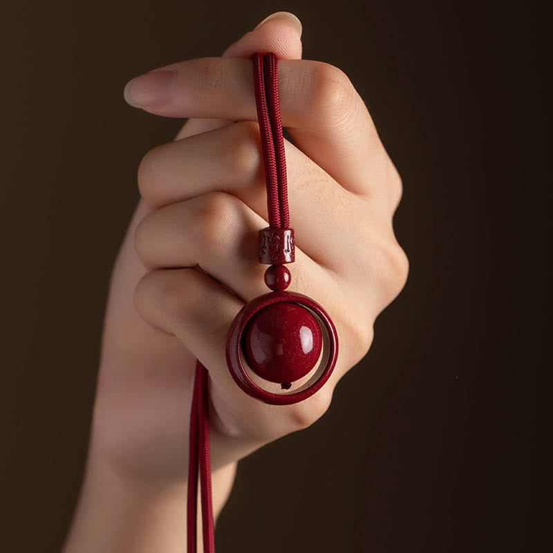 Cinnabar Om Mani Padme Hum Necklace for Blessing & Luck