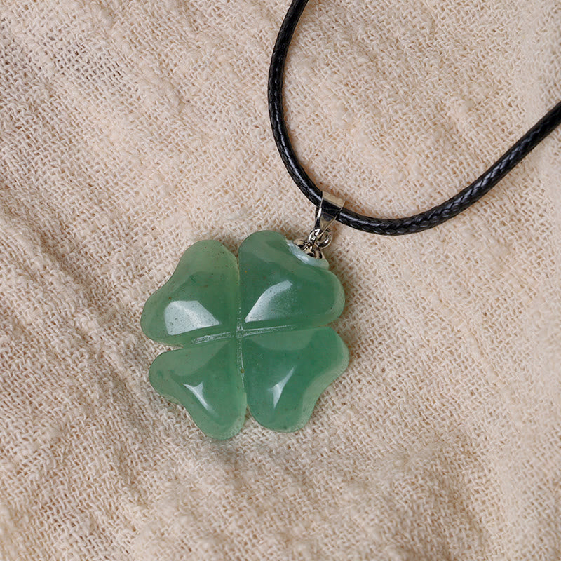 Green Aventurine Luck Necklace | Sterling Silver Clover Charm