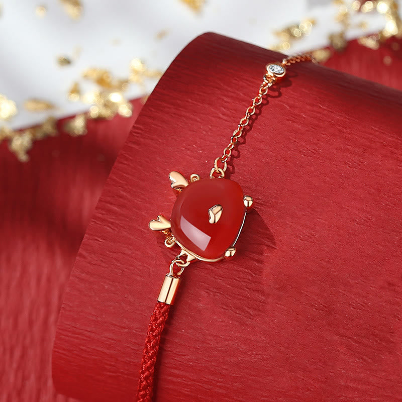 Sterling Silver Dragon Jewelry with Hetian Jade & Red Agate