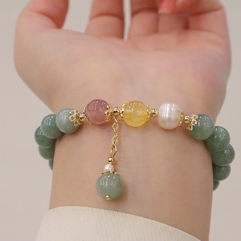 Jade Prosperity Abundance Bead Bracelet for Luck