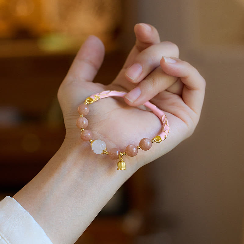 Sun Stone & Golden Silk Jade Positive Charm Bracelet