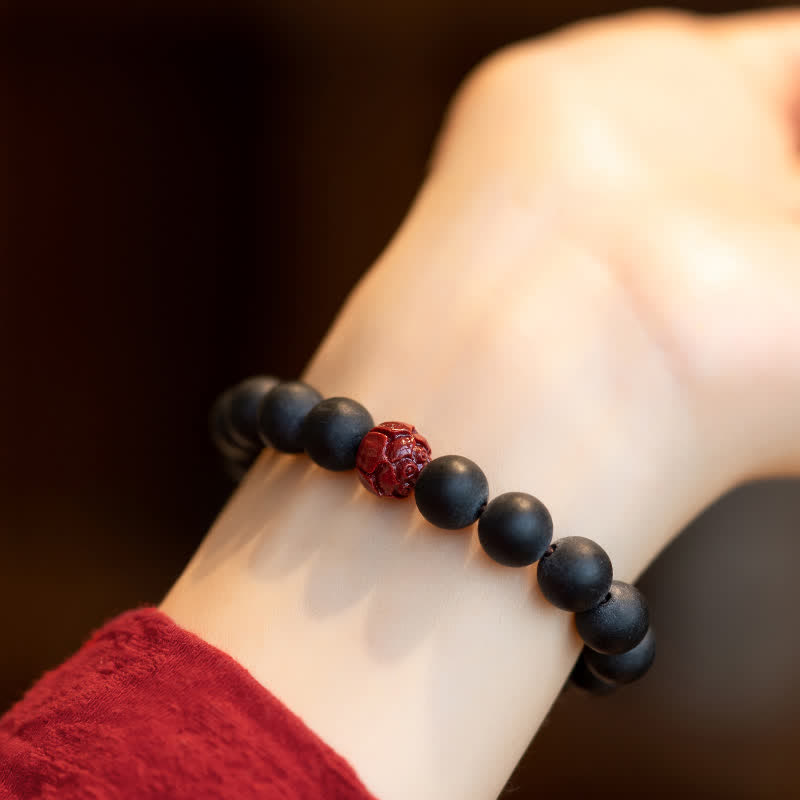8mm Cinnabar Cypress Healing Bracelet for Calmness