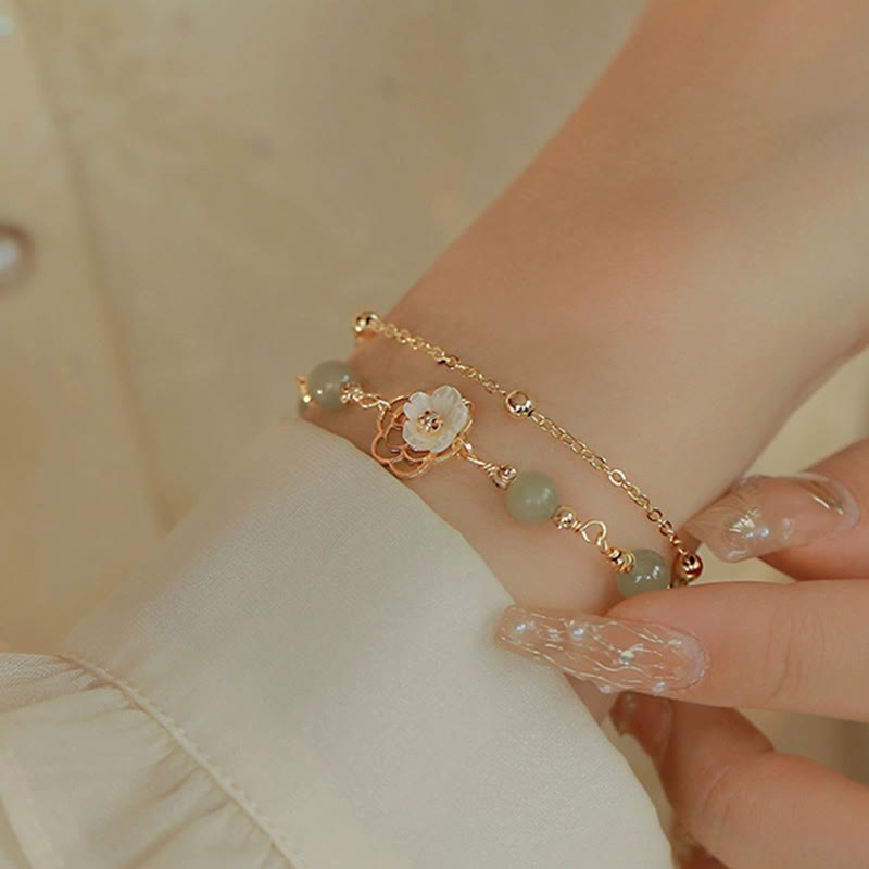 Double Layer 14K Gold Plated Jade Butterfly Luck Bracelet