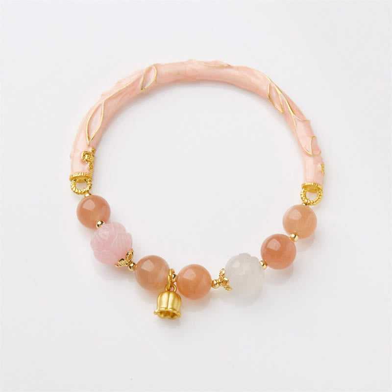 Sun Stone & Golden Silk Jade Positive Charm Bracelet