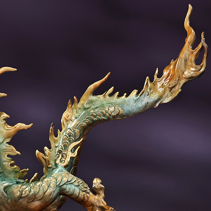 Brass Dragon Office Decoration | Feng Shui Luck Success 31cm