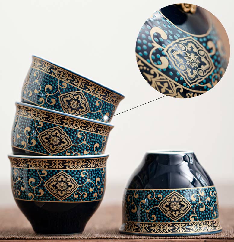 Ceramic Chinese Gongfu Teapot Set with Portable Gift Bag