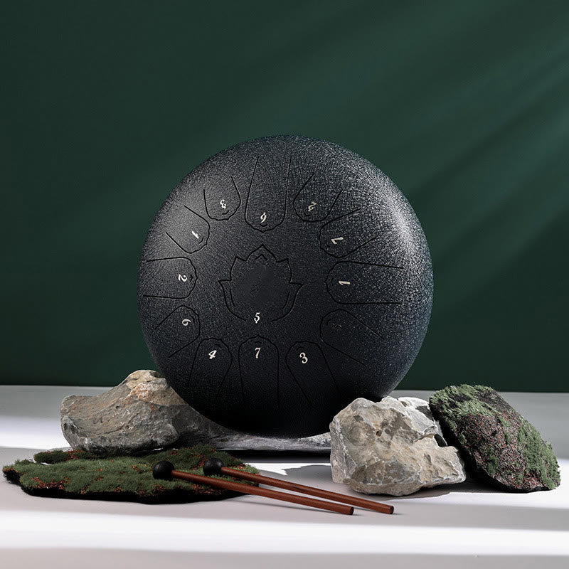12-Inch Steel Tongue Drum Lotus Pattern for Meditation