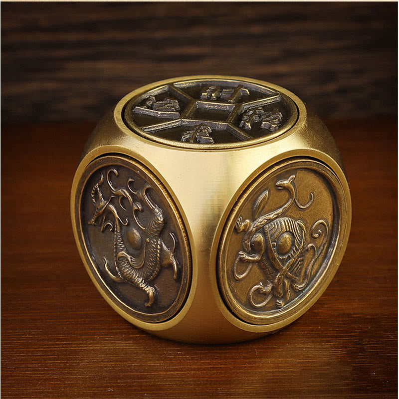 Four Beasts Feng Shui Yin Yang Brass Coin Decor