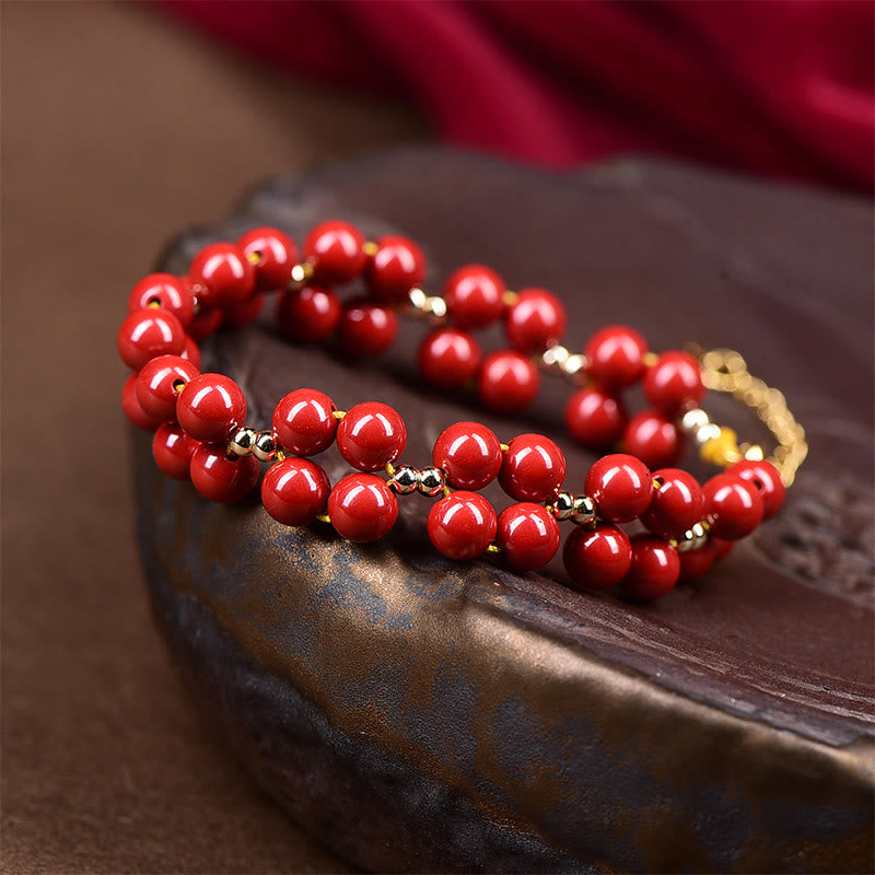 Natural Cinnabar Blessing Bracelet for Calm & Protection